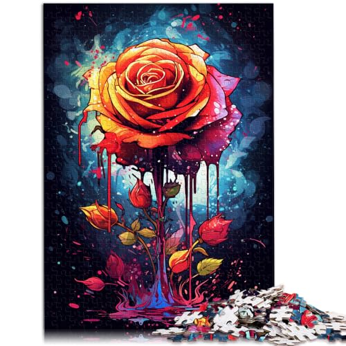 Puzzle für Erwachsene 1000 Teile Blutige Malerei Rose Lernspiele Heimdekoration Puzzle Verbessern Sie das Gedächtnis 50x75cm von BBVNFLIR