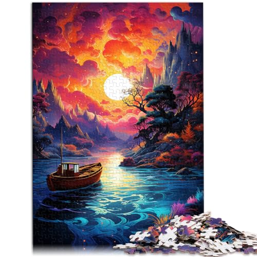 Puzzle für Erwachsene 1000 Teile Boot auf dem Meer Anspruchsvolles Spiel mit vollständig ineinander greifenden zufällig geformten Teilen 26x38cm von BBVNFLIR