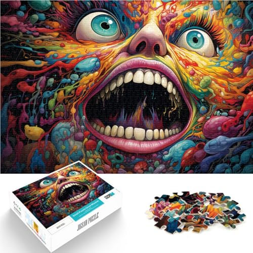 Puzzle für Erwachsene 1000 Teile Bunte Grimassen Puzzle für Lernspiele Herausforderung Spielzeug Stressabbau 26x38cm von BBVNFLIR
