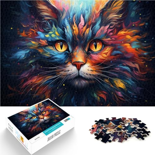 Puzzle für Erwachsene 1000 Teile Bunte Katzenzeichnung Lernspiele Heimdekoration Puzzle Geburtstagsgeschenke 50x75cm von BBVNFLIR