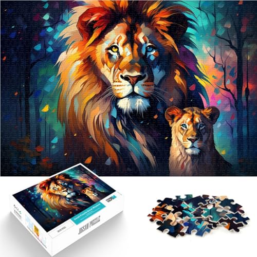 Puzzle für Erwachsene 1000 Teile Bunte Löwenfamilie Lernspiele für Zuhause DIY-Spielzeug Geburtstagsgeschenke für Teenager ab 14 Jahren 26x38cm von BBVNFLIR