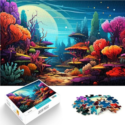 Puzzle für Erwachsene 1000 Teile Bunte Unterwasserwelt DIY-Puzzlespielzeug mit vollständig ineinander greifenden zufällig geformten Teilen 50x75cm von BBVNFLIR