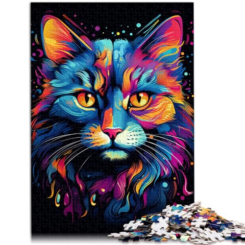 Puzzle für Erwachsene 1000 Teile Bunte exotische Katze für Puzzle-Geschenke ganze Familie 50x75cm von BBVNFLIR