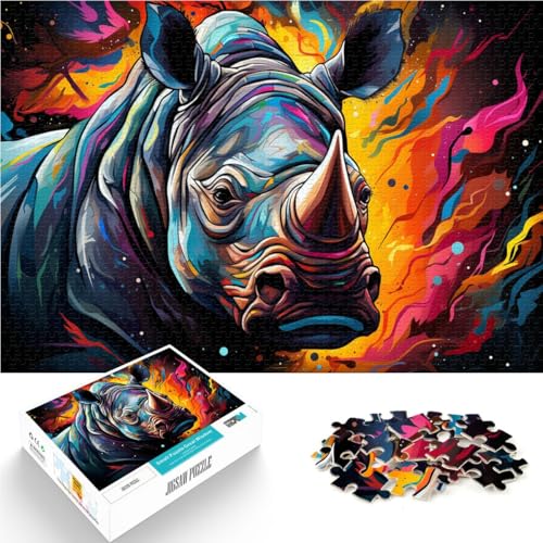 Puzzle für Erwachsene 1000 Teile Bunter Neonwolf Lernspielzeug Familienspiele Geburtstagsgeschenk für Teenager ab 14 Jahren 26x38cm von BBVNFLIR