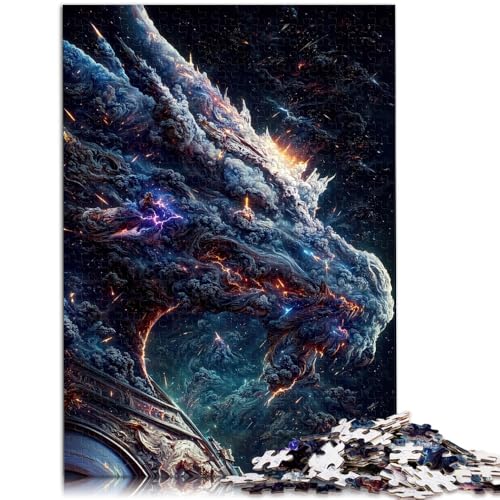 Puzzle für Erwachsene 1000 Teile Das Quizspiel „Der Blaue alte Weltraumdrache“ mit vollständig ineinander greifenden zufällig geformten Teilen 50x75cm von BBVNFLIR