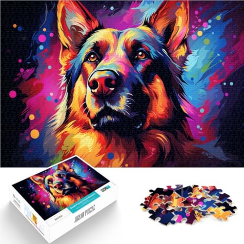 Puzzle für Erwachsene 1000 Teile Deutscher Schäferhund anspruchsvolles Spiel Geschenke mit passendem Poster und Quizblatt 26x38cm von BBVNFLIR