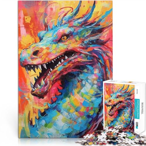 Puzzle für Erwachsene 1000 Teile Drachen-Denkspiel mit passendem Poster und Quizblatt Geeignet für Jugendliche ab 14 Jahren 26x38cm von BBVNFLIR