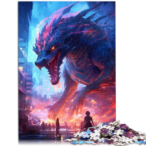 Puzzle für Erwachsene 1000 Teile Drachenmonsterangriff Schwieriges und herausforderndes Lernspiel für Geburtstag Weihnachten 50x75cm von BBVNFLIR