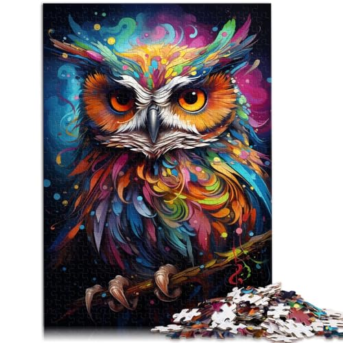 Puzzle für Erwachsene 1000 Teile Eine Eule in Regenbogenfarben Lernspiele Heimdekoration Puzzle Kunstwerk Geschenk 26x38cm von BBVNFLIR