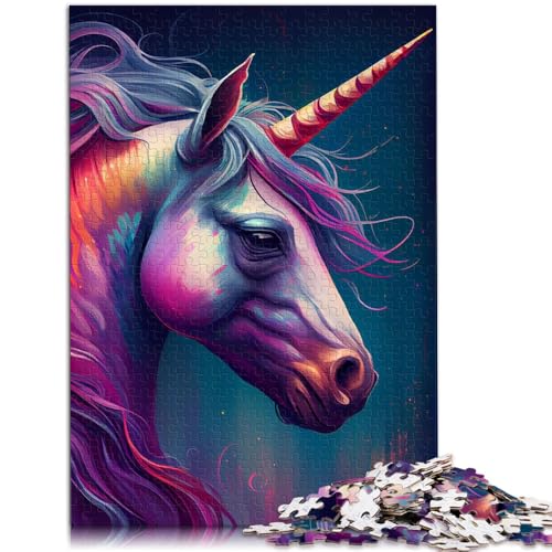 Puzzle für Erwachsene 1000 Teile Einhorn-Illustration anspruchsvolles Spiel Geschenke EIN Kunstwerk für Teenager ab 14 Jahren 50x75cm von BBVNFLIR