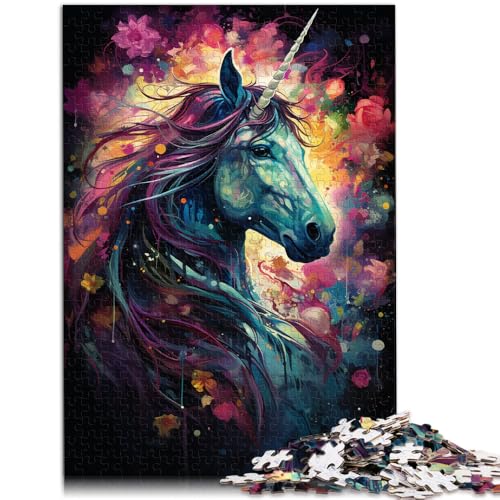 Puzzle für Erwachsene 1000 Teile Einhorn-Spiel Spielzeug für die Familie Geschenk Gehirn Intelligenz Herausforderung süchtig machendes Spielzeug 26x38cm von BBVNFLIR