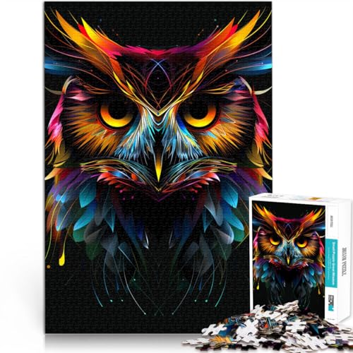 Puzzle für Erwachsene 1000 Teile Eule Neonkunst Heimdekoration Puzzle-Spielzeug Herausforderung der Gehirnintelligenz süchtig machendes Spielzeug 26x38cm von BBVNFLIR
