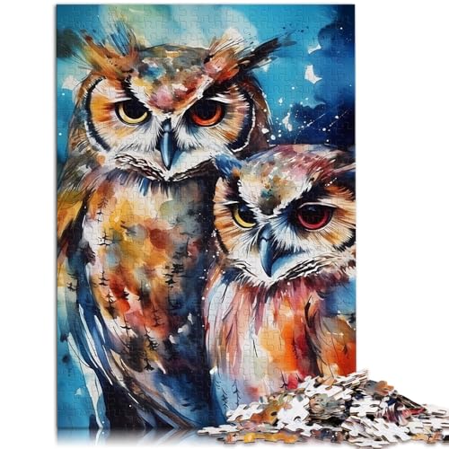 Puzzle für Erwachsene 1000 Teile Eulen-Aquarell Präzisionsschnitt-Puzzle Lernspiel für Geburtstag Weihnachten 26x38cm von BBVNFLIR