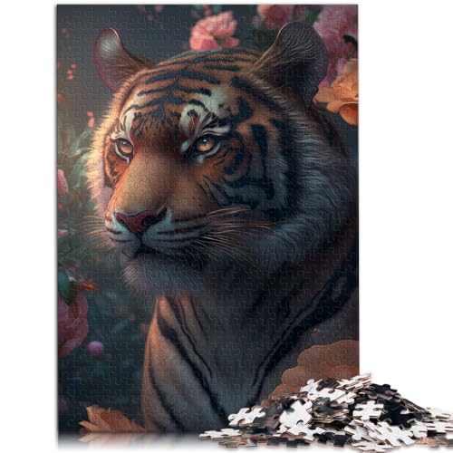 Puzzle für Erwachsene 1000 Teile Fantasie-Blumen-Tiger-Muster Zusammenbau anspruchsvoll zu vervollständigen Aber lustig und humorvoll für Kinder ab 14 Jahren 26x38cm von BBVNFLIR