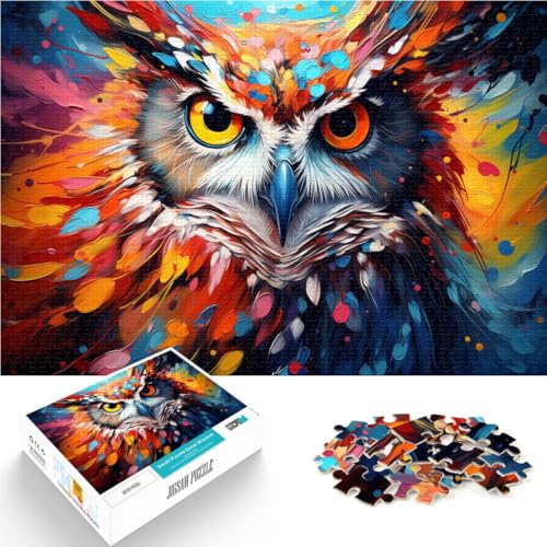 Puzzle für Erwachsene 1000 Teile Fantasie-Eulenmalerei Quizspiel ganze Familie ab 14 Jahren 26x38cm von BBVNFLIR