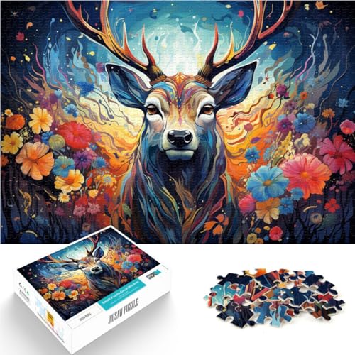 Puzzle für Erwachsene 1000 Teile Fantasie-Regenbogenhirsch anspruchsvolles Spiel ganze Familie 50x75cm von BBVNFLIR