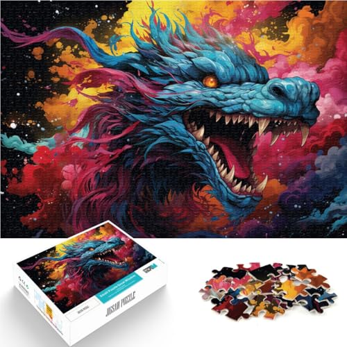 Puzzle für Erwachsene 1000 Teile Fantasie-Sakura-Drache pädagogisches Spielzeug zum Stressabbau Puzzle-Analyse und Logik 50x75cm von BBVNFLIR
