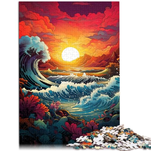 Puzzle für Erwachsene 1000 Teile Fantasie Sonnenuntergang Wellen Quizspiel Herausforderung der Gehirnintelligenz süchtig machendes Spielzeug für 14-Jährige 26x38cm von BBVNFLIR
