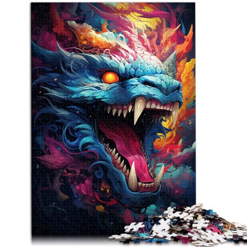 Puzzle für Erwachsene 1000 Teile Farbgemälde Drachen-Puzzle – anspruchsvolles Spiel Geburtstagsgeschenk für Teenager ab 14 Jahren 26x38cm von BBVNFLIR
