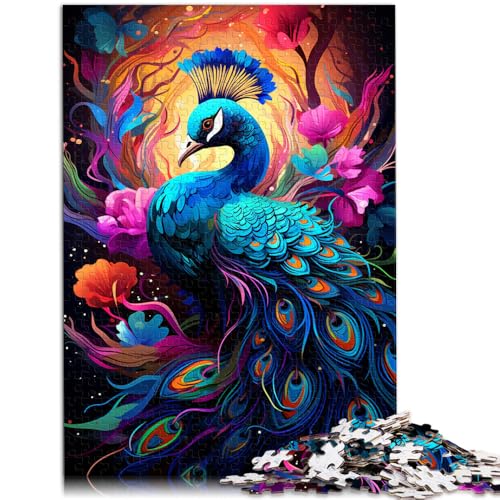 Puzzle für Erwachsene 1000 Teile Farbgemälde Pfau Lernspiel Herausforderungsspielzeug für Teenager ab 14 Jahren 26x38cm von BBVNFLIR
