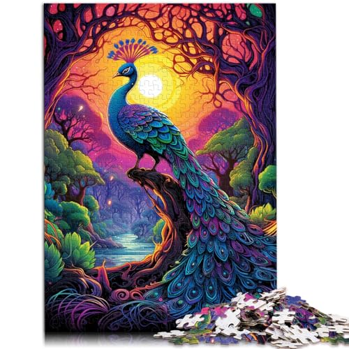 Puzzle für Erwachsene 1000 Teile Farbiger Pfau Spiele Spielzeug Geschenk Lernspiel zum Geburtstag Weihnachten für Teenager ab 14 Jahren 26x38cm von BBVNFLIR