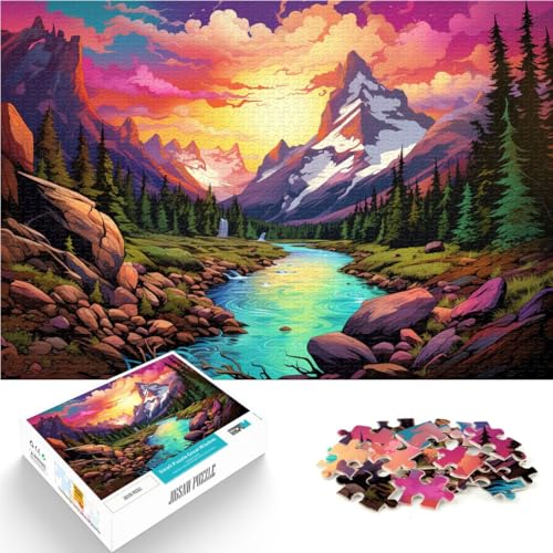 Puzzle für Erwachsene 1000 Teile Farbiges Glacier-Nationalpark-Lernpuzzle Geburtstagsgeschenke für Teenager ab 14 Jahren 50x75cm von BBVNFLIR