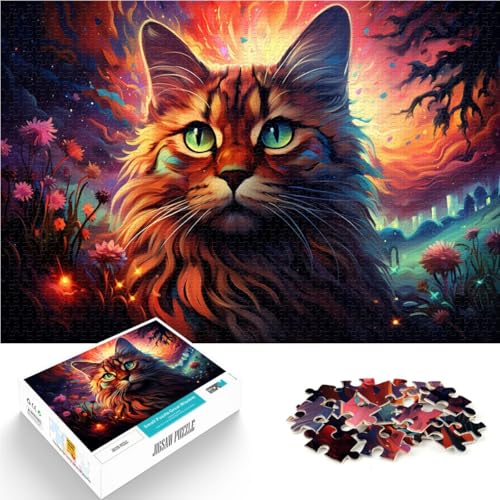 Puzzle für Erwachsene 1000 Teile Farbiges Katzenspiel Spielzeug ganze Familie 26x38cm von BBVNFLIR