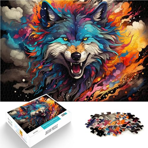 Puzzle für Erwachsene 1000 Teile Farbkunst Wolf anspruchsvolles Spiel Familienspiel Stressabbau schwierige Herausforderung 50x75cm von BBVNFLIR