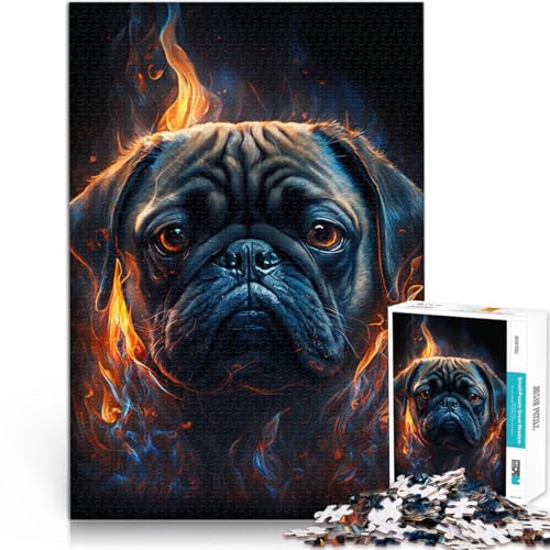 Puzzle für Erwachsene 1000 Teile Feuertier-Mops Familienaktivitätspuzzle zur Heimdekoration für Teenager ab 14 Jahren 26x38cm von BBVNFLIR