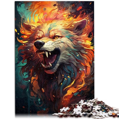 Puzzle für Erwachsene 1000 Teile Feuerwolf Lernspielzeug Familienspiele Geburtstagsgeschenke für Teenager ab 14 Jahren 26x38cm von BBVNFLIR