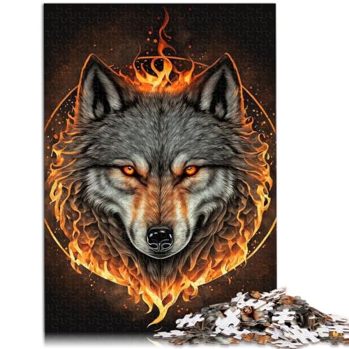 Puzzle für Erwachsene 1000 Teile Feuerwolfkopf Spielzeug Lernspiele Stressabbau Kunstwerk Geschenk geeignet für Jugendliche ab 14 Jahren 50x75cm von BBVNFLIR