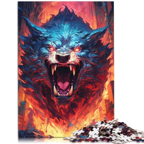 Puzzle für Erwachsene 1000 Teile Flammenwolf Lernspiele Heimdekorationspuzzle verbessert das Gedächtnis für Jugendliche ab 14 Jahren 50x75cm von BBVNFLIR