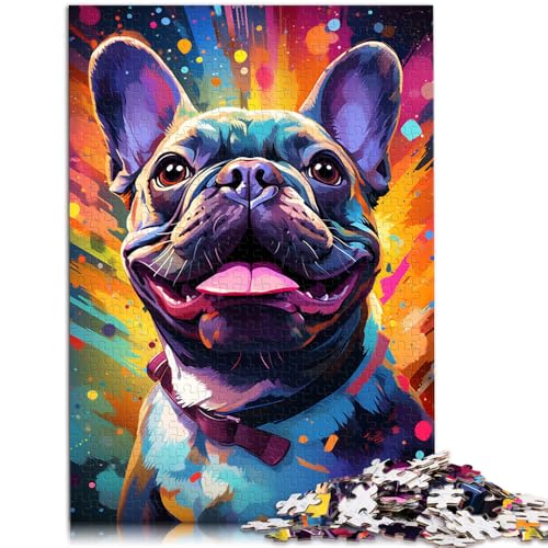 Puzzle für Erwachsene 1000 Teile Französische Bulldogge Denkspiel mit passendem Poster und Quizblatt für Jugendliche ab 14 Jahren 50x75cm von BBVNFLIR