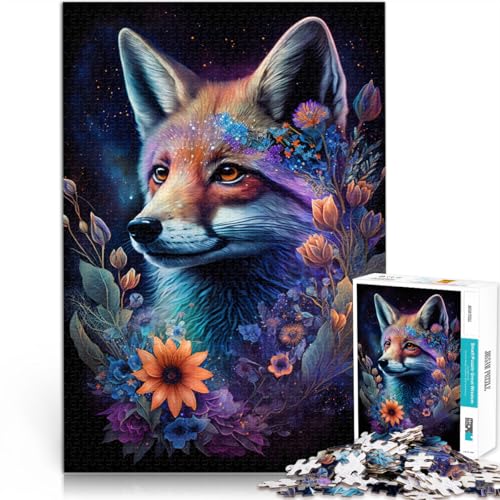 Puzzle für Erwachsene 1000 Teile Fuchs und Blumen Puzzlespiel ganze Familie für Teenager ab 14 Jahren 50x75cm von BBVNFLIR