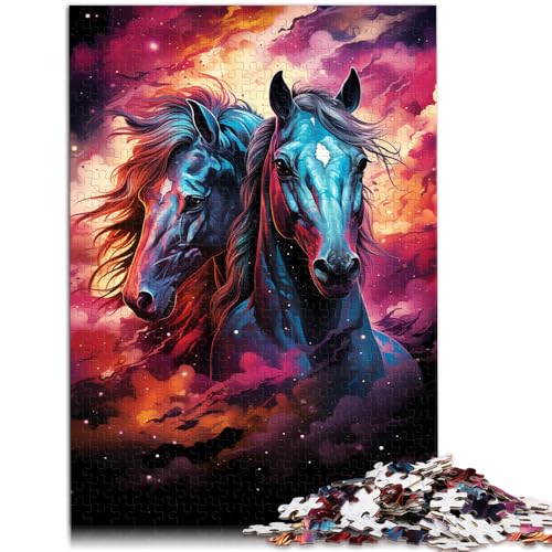 Puzzle für Erwachsene 1000 Teile Galaxie Pferd Spiel Spielzeug ganze Familie 26x38cm von BBVNFLIR