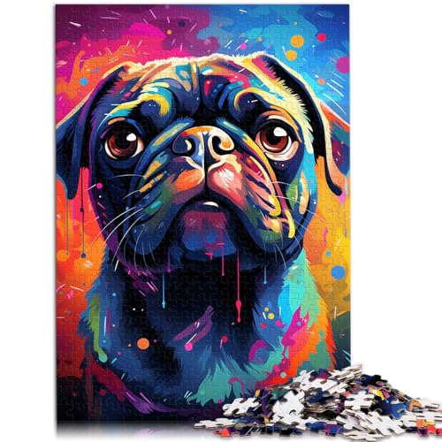 Puzzle für Erwachsene 1000 Teile Gemälde eines Mopses pädagogisches Spielzeug zum Stressabbau Puzzle Geburtstagsgeschenk Geeignet für und Jugendliche ab 14 Jahren 26x38cm von BBVNFLIR