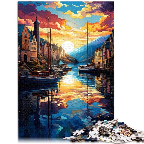 Puzzle für Erwachsene 1000 Teile Hafen von Bergen Lernspielzeug Geburtstagsgeschenk Geschenke Geeignet für Teenager ab 14 Jahren 26x38cm von BBVNFLIR