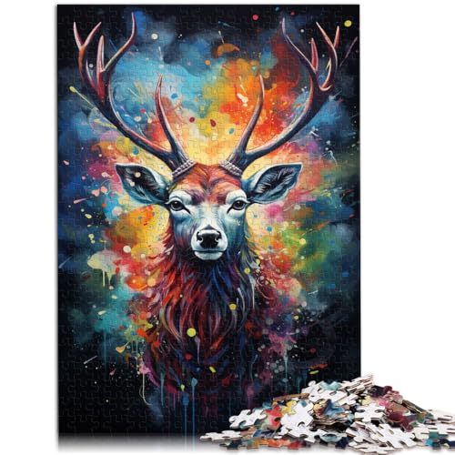 Puzzle für Erwachsene 1000 Teile Hirsch Tier Lernspielzeug Familienspiele Stressabbau für Teenager ab 14 Jahren 26x38cm von BBVNFLIR