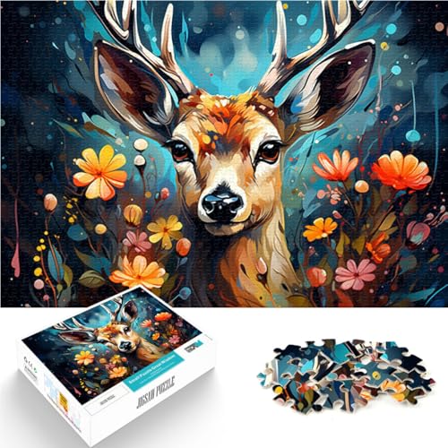 Puzzle für Erwachsene 1000 Teile Hirschmalerei Spielzeug Lernspiele Stressabbau Geburtstagsgeschenk Geeignet für Jugendliche ab 14 Jahren 26x38cm von BBVNFLIR