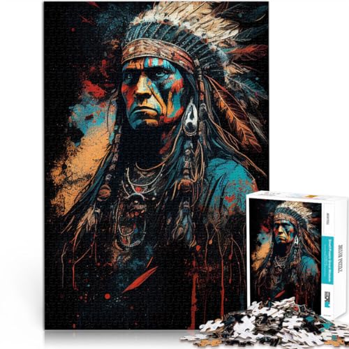 Puzzle für Erwachsene 1000 Teile Indianerkrieger als Puzzle-Geschenk Trainieren Sie Ihr Gehirn und Ihre Hände für Teenager ab 14 Jahren 50x75cm von BBVNFLIR