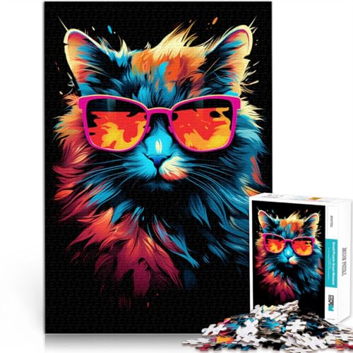 Puzzle für Erwachsene 1000 Teile Katze mit Sonnenbrille Lernspiele Heimdekoration Puzzle Stressabbau 26x38cm Puzzle für Erwachsene 1000 Teile Katze mit Sonnenbrille Lernspiele Heimdekoration Puzzle Stressabbau 26x38cm von BBVNFLIR