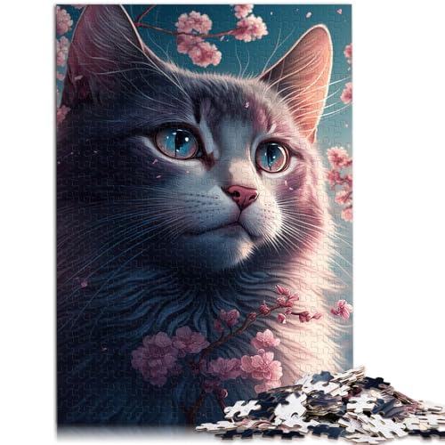 Puzzle für Erwachsene 1000 Teile Katze und Blumen Heimdekoration Puzzle-Spielzeug Tolle Geschenke und Spielzeuge für Teenager ab 14 Jahren 50x75cm von BBVNFLIR