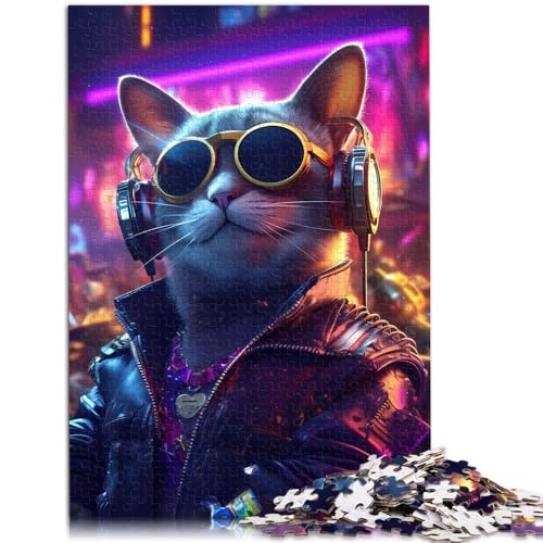 Puzzle für Erwachsene 1000 Teile Katzen-Hüpfburg Familienunterhaltungsspielzeug mit vollständig ineinander greifenden zufällig geformten Teilen 26x38cm von BBVNFLIR