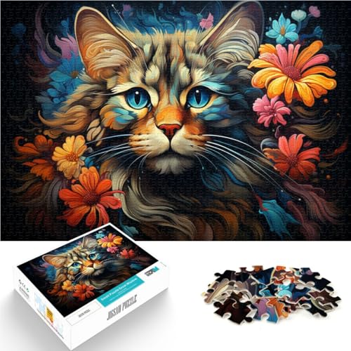 Puzzle für Erwachsene 1000 Teile Katzenblumen-Quizspiel Helfen Sie dem Gehirn süchtig machende Spielzeuge zu trainieren um Geduld zu fördern 50x75cm von BBVNFLIR