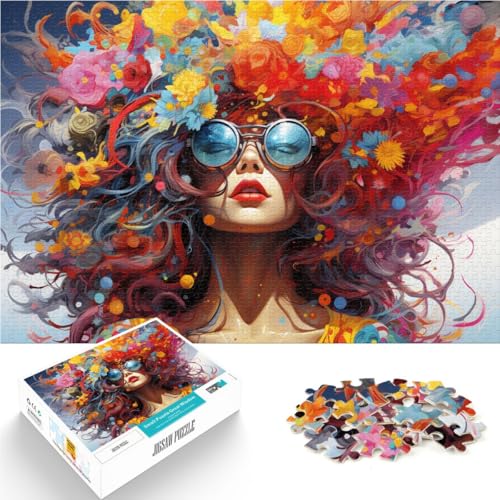 Puzzle für Erwachsene 1000 Teile Kunst Blume Frau Handgeschwindigkeitswettbewerb Anspruchsvolles Spiel und Familienspiel für 14-Jährige 50x75cm von BBVNFLIR
