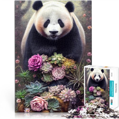 Puzzle für Erwachsene 1000 Teile Kunstblume mit Panda Spiele Spielzeug Geschenk ganze Familie 26x38cm von BBVNFLIR