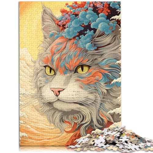 Puzzle für Erwachsene 1000 Teile Kunstkatze Lernspielzeug Lernspiel für Geburtstag Weihnachten für Kinder ab 14 Jahren 26x38cm von BBVNFLIR