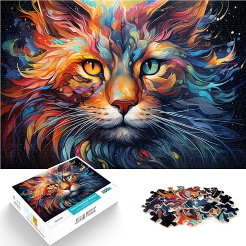 Puzzle für Erwachsene 1000 Teile Kunstkatze Lernspielzeug Stressabbau schwierige Herausforderung für Teenager ab 14 Jahren 26x38cm von BBVNFLIR