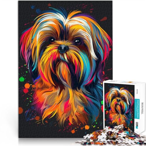 Puzzle für Erwachsene 1000 Teile Lhasa Apso-Hund Kunstspielzeug Denkspiel Herausforderung für die Gehirnintelligenz süchtig machendes Spielzeug 26x38cm von BBVNFLIR