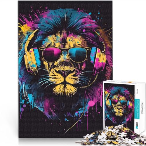Puzzle für Erwachsene 1000 Teile Löwe Kopfhörer Sonnenbrille Spaß für die ganze Familie Puzzle Wanddekoration einzigartige Geburtstags 26x38cm Puzzle für Erwachsene 1000 Teile Löwe Kopfhörer Sonnenbrille Spaß für die ganze Familie Puzzle Wanddekoration einzigartige Geburtstags 26x38cm von BBVNFLIR